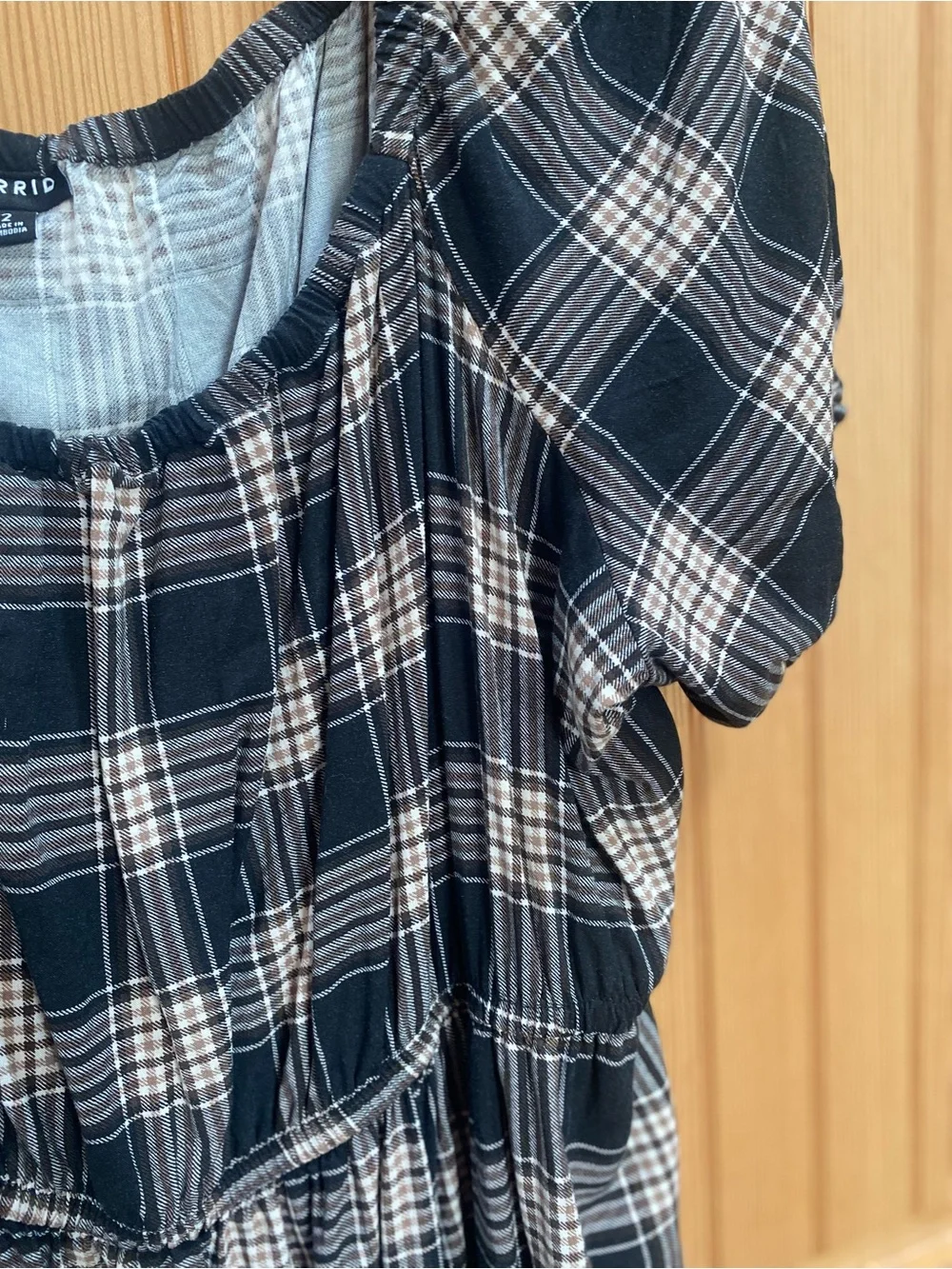 Torrid Black and Cream Plaid Square Neck Dress - Picture 4 of 7